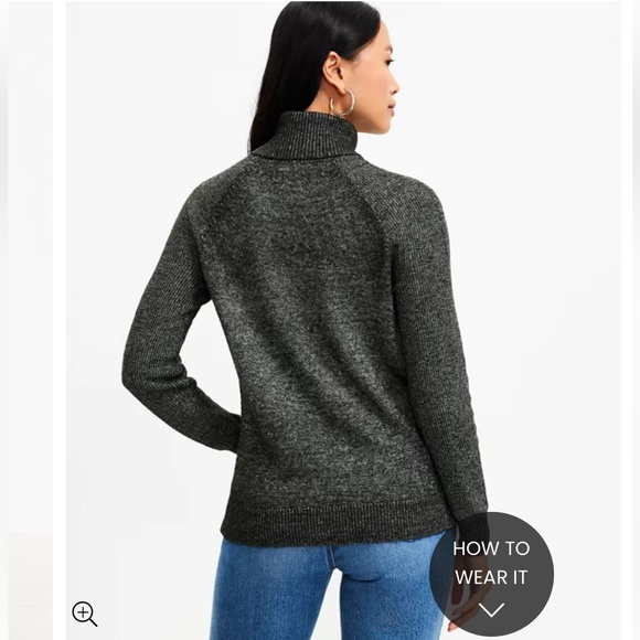 Loft Petite Grey Stitchy Turtleneck Sweater - Picture 3 of 4
